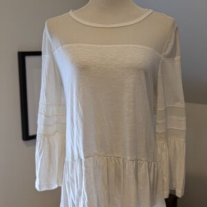 Abound White 3/4 Sleeve Ruffled Blouse